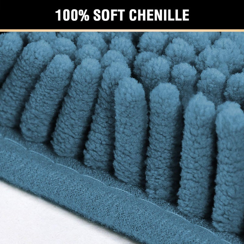 H.VERSAILTEX 20" X 32" Chenille Shaggy Bath Rug, Door Mat, Efficient Water Absorption, Thick, Anti-Slip and Plush Bath Mat for Bathroom, Living Room and Laundry Room (Dark Teal) - Image 2